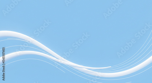 Light blue background with smooth white wavy lines, minimalist style, subtle texture and modern digital feel.