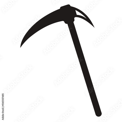 Handheld Scythe Silhouette for Farming and Harvesting Tasks, an Iconic Agricultural Implement Illustration
