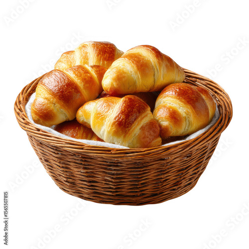 Wallpaper Mural Golden Brown Croissants in Wicker Basket isolated on a transparent background Torontodigital.ca