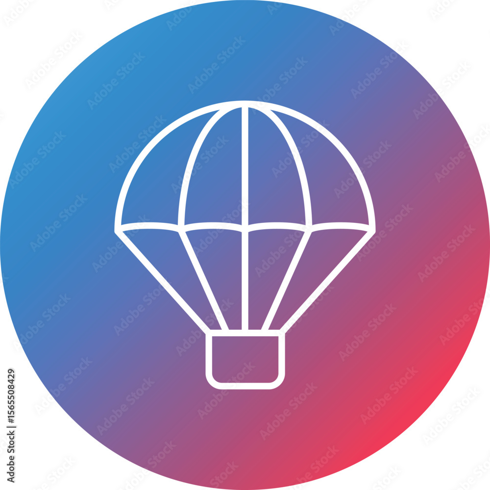 Fototapeta premium Army Parachute Line Gradient Circle Background Icon