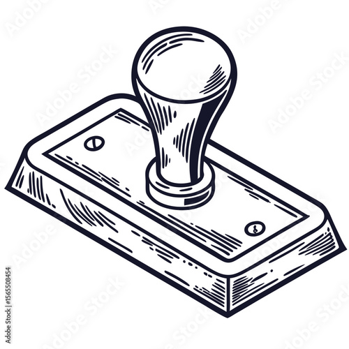 Vintage stamp with engraved handle engraving office