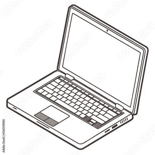Open laptop keyboard and screen computer technology