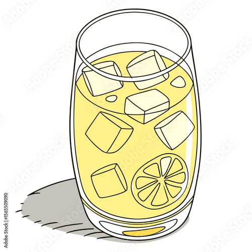 Refreshing Lemonade with Ice and Lemon Slice drink