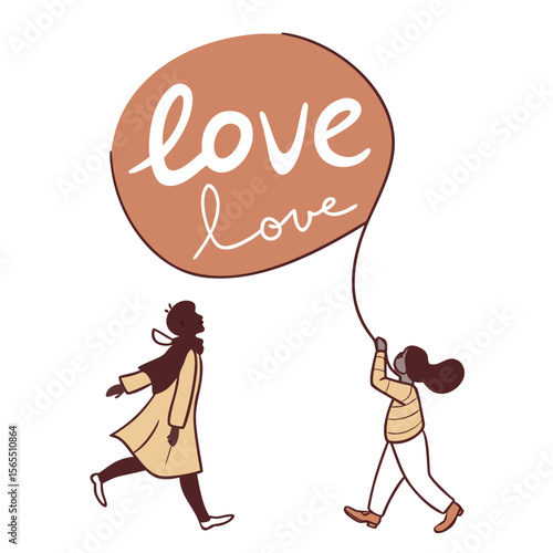 Two people sharing love message connection communication