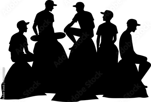 Skateboarders in Mountains Silhouette vector bundle
