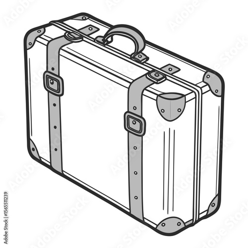 Vintage suitcase with grey straps and buckles luggage