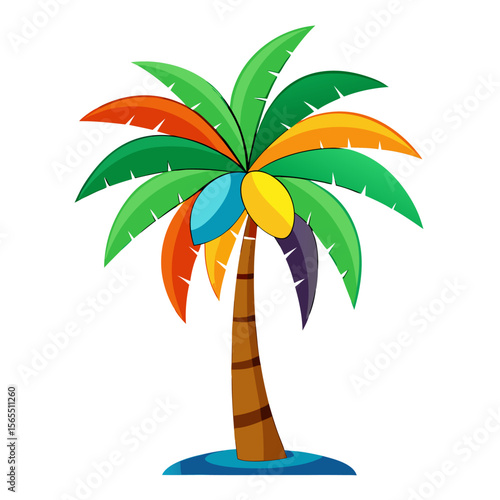 Coconut tree colorful Vector