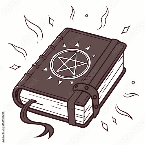 Ancient occult book with pentagram magic spellbook