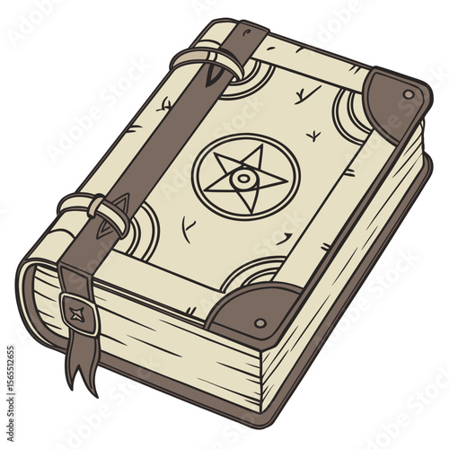 Ancient occult tome with mystical symbol book magic