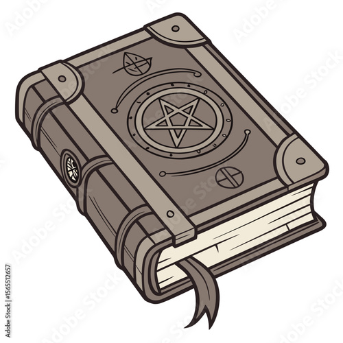 Ancient occult tome with pentagram symbol book