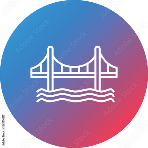 Golden Gate Bridge Line Gradient Circle Background Icon