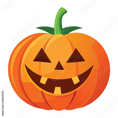 A classic Jack-o'-lantern with a wide, friendly grin, isolated on a dark background, for Halloween cheer