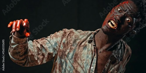 An undead zombie ghoul isolated on black background