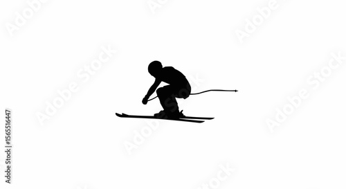 Alpine Skier Mid-Air Silhouette Vector – Winter Sports, Ski Jump, and Extreme Action Concepts