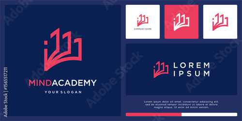 Mind academy logo design with abstract book