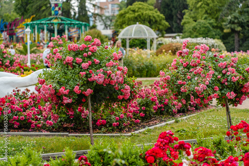 Wallpaper Mural A blooming garden with bushes of roses and flowers Torontodigital.ca