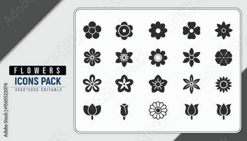 Floral Icon Pack: A collection of sleek, minimalist flower icons perfect for any design project, this curated pack offers a diverse range of styles, from classic blooms to modern floral arrangements.