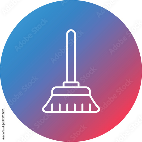Broom Line Gradient Circle Background Icon