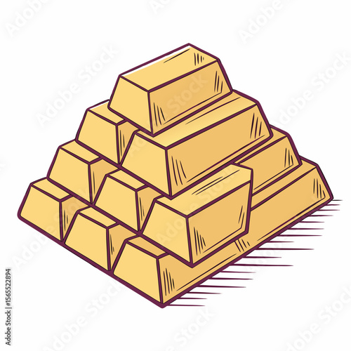 Stacked Gold Bars Illustration bullion wealth