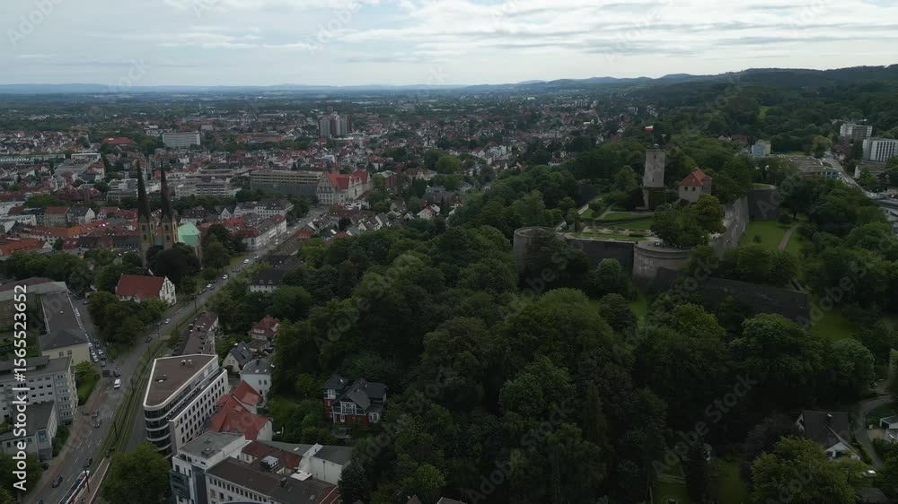 Aerial view of the old town of the city Bielefeld in Germany on a sunny spring morning
Aerial view of the old town of the city Bielefeld in Germany on a sunny spring morning