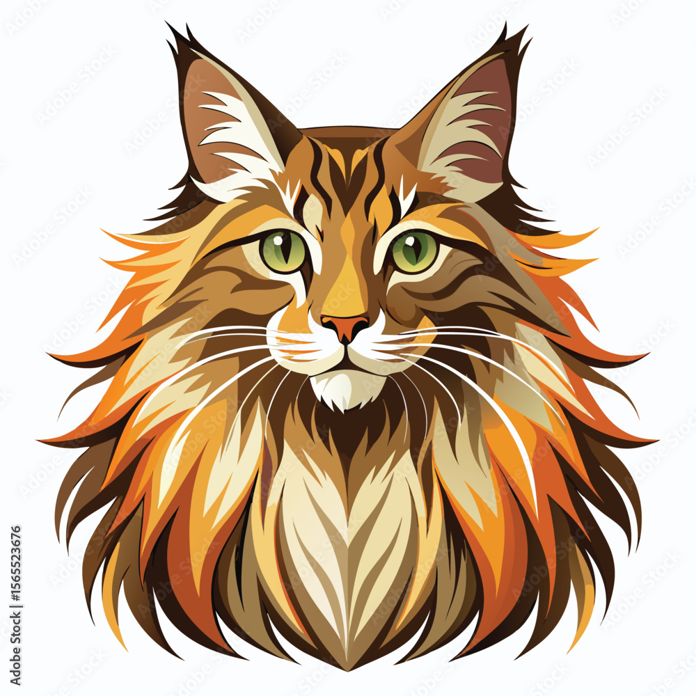 Fototapeta premium A majestic Maine Coon cat with a luxurious mane, showcasing its impressive size and beauty.