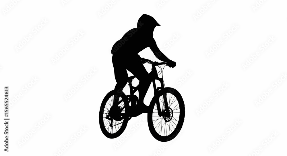 Fototapeta premium Mountain Biker Jumping Silhouette Vector – Extreme Sport, Trail Adventure, and Outdoor Cycling Concepts