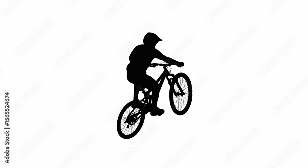 Mountain Biker Jumping Silhouette Vector – Extreme Sport, Trail Adventure, and Outdoor Cycling Concepts Mountain Biker Jumping Silhouette Vector – Extreme Sport, Trail Adventure, and Outdoor Cycling Concepts
