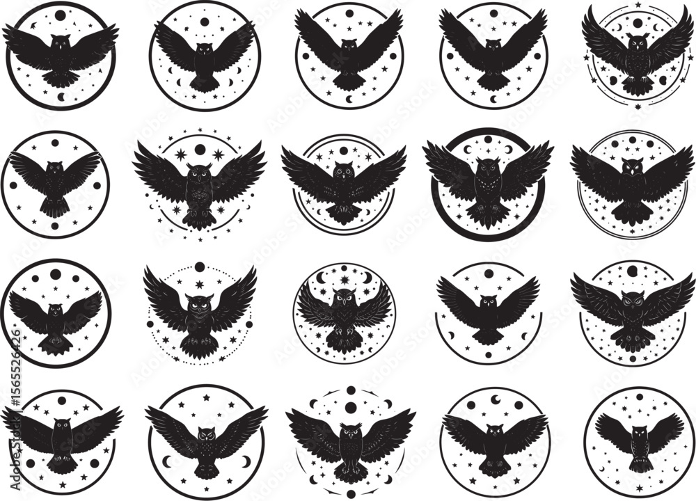 Naklejka premium Celestial Owl Stencil