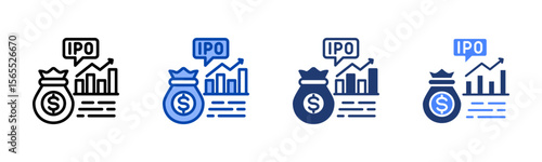 Market Cap icon set multiple style collection