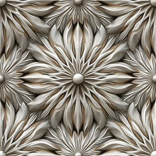 Silver Ornamental Floral Wall Panel
