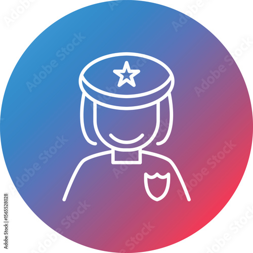 Lady Police Line Gradient Circle Background Icon