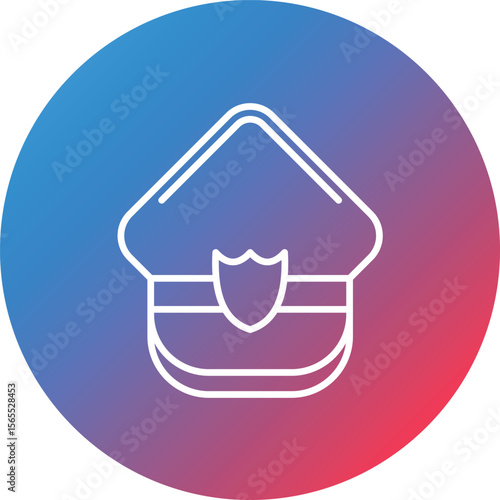 Police Hat Line Gradient Circle Background Icon