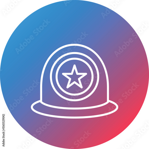 Police Helmet Line Gradient Circle Background Icon