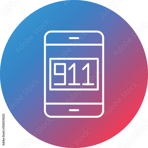 Free Download Call 911 Line Gradient Circle Background Icon - GFXLoad