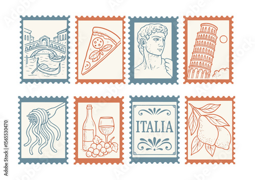 Postcard Marks. Italy Theme. Stamps