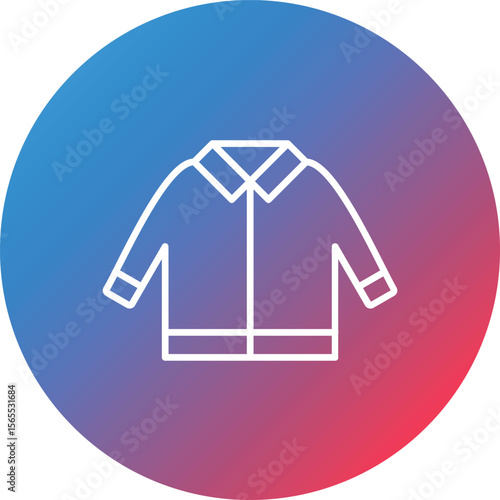 Winter Jacket Line Gradient Circle Background Icon