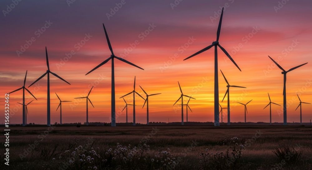 Wind turbines at sunset Wind turbines at sunset
