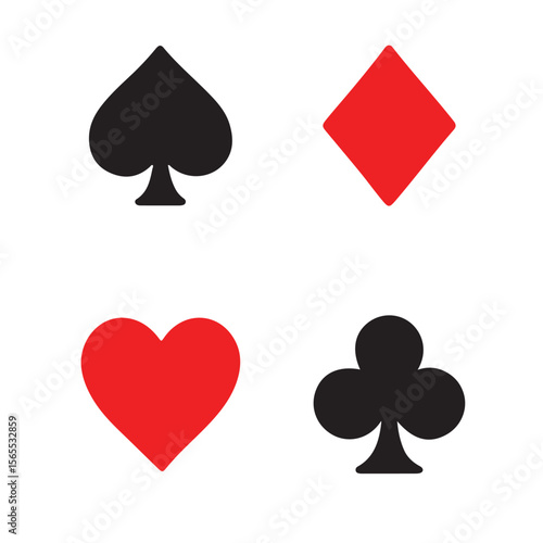 Playing Card Suit Symbols Icons – Spade, Heart, Diamond, Club Clipart

