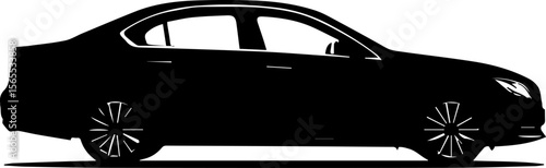 Sedan Car Silhouette Vector Side View Vehicle Clipart