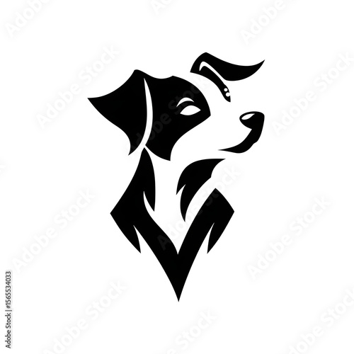 Minimal logo of a jack russell looking right, suitable for pet shops, veterinary clinics and dog walkers