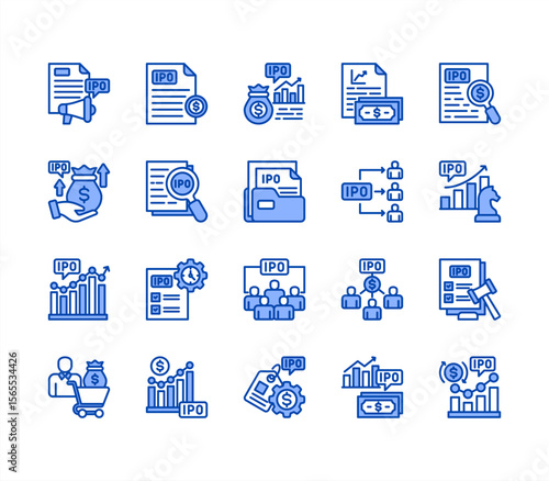 Initial Public Offering  editable stroke icon set.