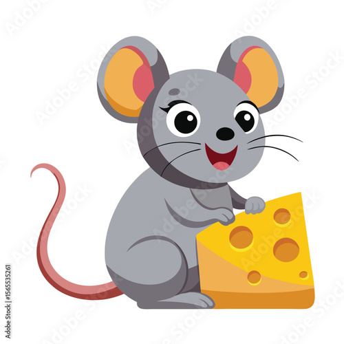 A tiny mouse nibbling on a piece of cheese, a classic and charming image of a small creature.