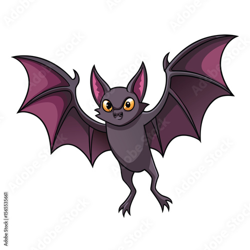 A vampire bat with outstretched wings in mid-flight, a spooky and nocturnal creature of the night.