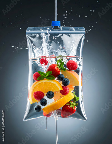 IV Drip with Fruit Infusion, and Healthy.