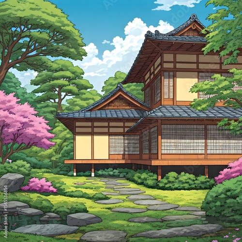 A Japanese-style villa with a Zen garden.jpg