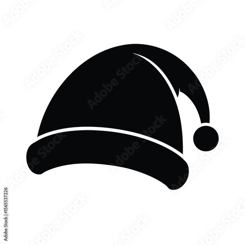 santa-cap-silhouette-with-bold-outline-on-solid-wh.eps