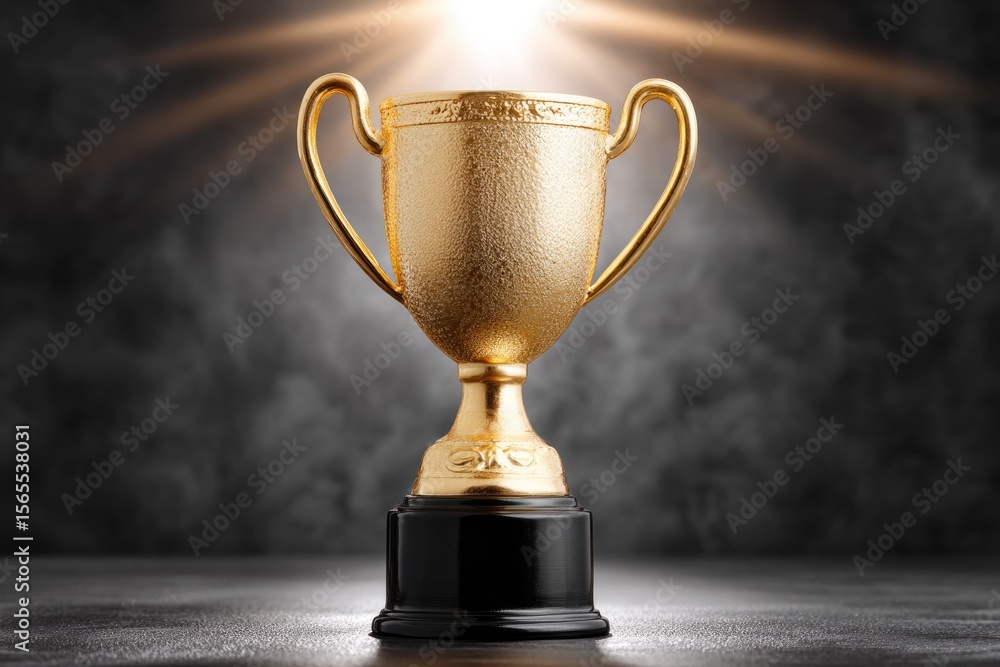 Golden Trophy on Dark Background Golden Trophy on Dark Background