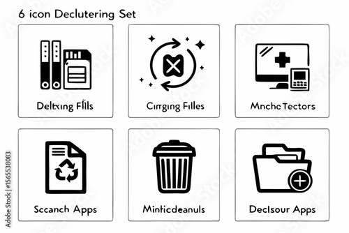 Icon decluttering set isolated on white background
