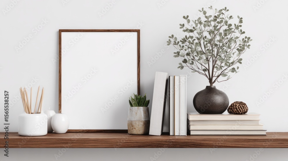 Minimalist desk scene with letter board, books, and plant for design mockup Minimalist desk scene with letter board, books, and plant for design mockup
