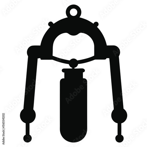 Black silhouette depicts an antique laboratory tool apparatus, showing science experimentation equipment on a transparent background